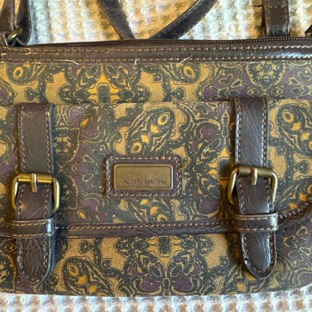 Vintage Jaclyn Smith Paisley Canvas Crossbody Bag Purse Earthy Boho Y2K
